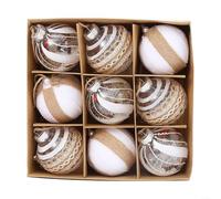 Lot de 9 boules de Noël de 8 cm pour décorations de sapin de vacances, cérémonie de mariage et décoration de fête à suspendre (style 5)