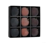 Lot de 9 boules de Noël en plastique floqué velours avec forme ronde classique pour décoration de vacances à suspendre (tons foncés)