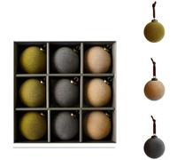 Lot de 9 boules de Noël en velours - 8 cm - Décorations de Noël floquées pour sapin - Ornements en peluche douce de style européen - Décoration de vacances élégante (B)