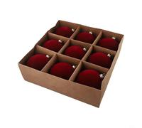 Lot de 9 boules de Noël en velours de 10 cm pour décoration de vacances, décorations à suspendre pour sapin de Noël rouge vin et bleu avec cerceau en métal (rouge vin)