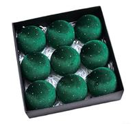 Lot de 9 boules de Noël en velours pour décoration d'arbre Vert 8 cm