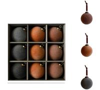 Lot de 9 boules de Noël en velours pour décoration de sapin avec flocage élégant de style européen 8 cm pour ambiance festive (D)