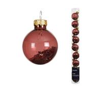 Lot de 9 boules de Noël en verre remplies d'étoiles - 3 cm - Petites boules de Noël pour Noël - Décoration de sapin de Noël et décoration de sapin de Noël - Marron marron transparent