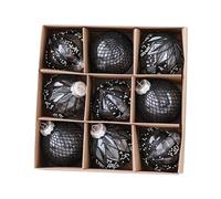 Lot de 9 boules de Noël peintes à suspendre pour décoration de maison, mariage, cadeau de Nouvel An 2024