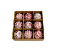 Lot de 9 Boules de Noël rustiques Vintage de 8 cm, décorations de Noël Antiques et incassables for la Maison(Rot)