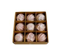 Lot de 9 Boules de Noël rustiques Vintage de 8 cm, décorations de Noël Antiques et incassables for la Maison(Rose Gold)