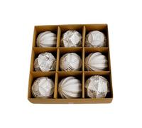 Lot de 9 Boules de Noël rustiques Vintage de 8 cm, décorations de Noël Antiques et incassables for la Maison(Silver)