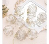 Lot de 9 boules de Noël transparentes de 8 cm pour la maison, le bureau, les hôtels, les espaces événementiels (blanc)