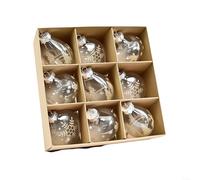Lot de 9 boules de Noël transparentes en plastique incassable avec flocons de neige et élans pour sapin de Noël, fêtes, décoration d'intérieur (blanc cassé)