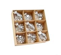Lot de 9 boules de Noël transparentes en plastique incassable avec flocons de neige et élans pour sapin de Noël, fêtes, décoration d'intérieur (blanc)