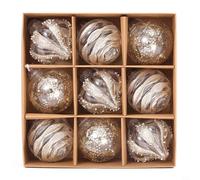 Lot de 9 boules de Noël vives en bleu, rouge, doré et plus pour encore (champagne)