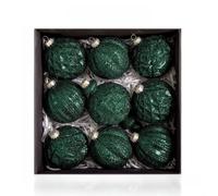 Lot de 9 boules décoratives de Noël incassables à paillettes rouges en métal doré à suspendre rapidement pour décoration d'arbre de vacances, couronnes, centres de table, présentoirs de vente au