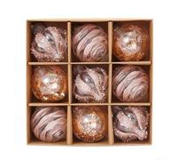 Lot de 9 boules en plastique de 8 cm de diamètre avec motif pailleté transparent à suspendre sur les arbres de Noël, les vitrines et la décoration d'événement, y compris les fiançailles (or rose)
