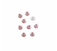 Lot de 9 - bouton ancre marine coloris rouge fond blanc 13 mm plastique