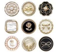 Lot de 9 boutons de fleurs en cristal strass fleur bouton perle strass bouton décoration dos plat boutons pour la fabrication de bijoux, vêtements, sacs, chaussures, robe de mariée DIY (5)