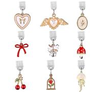 Lot de 9 breloques anti-poussière de qualité supérieure - Port de charge de type C - Bouchons anti-poussière avec méduse, champignon, cœur, nœud - Convient pour smartphone et liseuse électronique