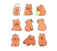 Lot de 9 broches Capybaras en acrylique - Badge animal élégant - Accessoire pour les fêtes - Multifonctions - Collection Capybara créative