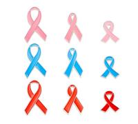Lot de 9 broches en forme de ruban rose, bleu, rouge - Accessoires caritatifs - Décoration pour la lutte contre le sida - Prévention du cancer du sein - Pour homme et femme - En émail, Métal, Sans
