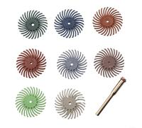 Lot de 9 brosses abrasives à poils radiaux de 2,5 cm avec tige de 3 mm pour polissage de surface et détails dans le travail du bois, la fabrication et les projets de bijoux