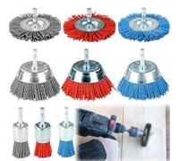 Lot de 9 brosses en nylon avec tige hexagonale 1/4" (6,35 mm), 3 tailles de brosses de perçage en nylon pour enlever la rouille et la corrosion