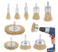 Lot de 9 Brosses Métalliques, Brosse Visseuse Meuleuse Circulaire avec Kit de Brosse pour Perceuse 1/4 pouce Meuleuse pour Visseuse Perceuse à Nettoyer Bois en Métal pour L'Élimination de Rouille