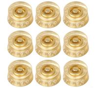 Lot de 9 cache-boutons dorés pour guitare électrique avec échelles visibles pour contrôle du volume et de la tonalité compatibles avec Cts Fender pour Gibson Dimarzio 24 dents en plastique ABS