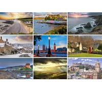 Lot de 9 cartes postales anglaises - Motifs : Édimbourg, Écosse, Devon Sussex, Londres, Cotswolds, etc. - Photos, images, souvenirs
