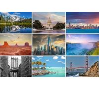 Lot de 9 cartes postales aux États-Unis : Chicago, Washington, New York, Chutes du Niaga, Florida Keys, Monument Valley, Golden Gate Bridge - Photos/images/souvenirs