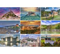 Lot de 9 cartes postales Châteaux et Châteaux en Europe - Photos : Château Eltz Hohenzollern (Allemagne) Mont Saint Michel Chambord (France) Alhambra (Espagne)