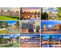 Lot de 9 cartes postales de l'Allemagne - Motifs : Hambourg Berlin Dresde Nuremberg Hanovre Bavière Photos/Images/Souvenirs