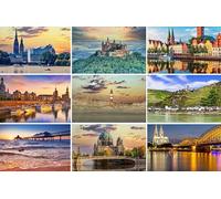 Lot de 9 cartes postales de l'Allemagne - Motifs : Hambourg, Cologne, Berlin, Dresde, Lubeck, Amrum Usedom du Rhin, Photos/Images/Souvenirs