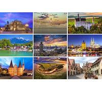 Lot de 9 cartes postales de l'Allemagne - Motifs : Hambourg, Cologne, Dresde, Lubeck, Amrum Rügen Rothenburg ob der Tauber Neuschwanstein Photos/images/souvenirs