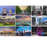 Lot de 9 cartes postales de Londres (cartes de vœux) - Photos : Tower Bridge, Buckingham Palace, Big Ben, London Eye, Millenium Bridge - Photos/images/souvenirs