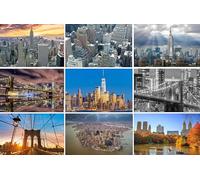 Lot de 9 cartes postales de New York (cartes de vœux) - Motifs photographiques, entre autres Manhattan, Empire State Building, Pont de Brooklyn, Central Park - Photos/images/souvenirs