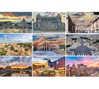 Lot de 9 cartes postales de Rome : 9 cartes individuelles (cartes postales) - Motifs photo entre autres Colisée, Forum romain, Basilique Saint-Pierre, Piazza Navona, Monument Vittoria Emanuele, Place