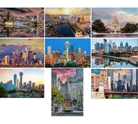 Lot de 9 cartes postales des villes des États-Unis/Amérique : New York San Francisco Chicago Las Vegas Washington LA - Photos/Images/Souvenirs