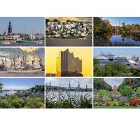 Lot de 9 cartes postales exclusives Hambourg - 9 cartes individuelles (cartes de vœux) - Motifs photo : port de Hambourg, Alster, Blankenese, Winterhude etc. - Photos/images/souvenirs