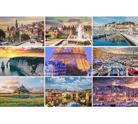 Lot de 9 cartes postales France - Normandie, Paris (Tour Eiffel), Cannes, Mont Saint-Michel, Saint Tropez, Marseille - Photos/Images/Souvenirs
