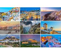 Lot de 9 cartes postales Grèce - Motifs : Athènes, Crète, Rhodes Mykonos, Santorini Monastères Météores - Photos/Images/Souvenirs
