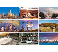 Lot de 9 cartes postales individuelles (cartes de vœux) - Motifs : Los Angeles, San Francisco, Chicago, Washington, New York Californie, Grand Canyon - Photos/images/souvenirs