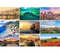 Lot de 9 cartes postales italiennes individuelles (cartes postales) - Motifs photographiques entre autres Cinque Terre, Rome, Florence, Venise, Toscane, Côte amalfitaine - Photos/images/souvenirs