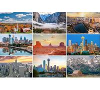 Lot de 9 cartes postales USA : New York Seattle Las Vegas Dallas Arizona Vermont Californie Photos/Images/Souvenirs
