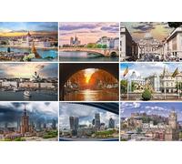 Lot de 9 cartes postales Villes d'Europe - Motifs Rome Édimbourg Paris Budapest Helsinki Varsovie Madrid - Photos/Images/Souvenirs