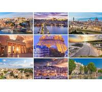 Lot de 9 cartes postales villes en Europe : 9 cartes individuelles - Motifs : photos : Rome Porto Prague Londres Paris Florence - Photos/images/souvenirs