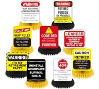 Lot de 9 centres de table amusants en nid d'abeille pour homme et femme - Logos d'avertissement pour bureau, collègue, fête d'adieu