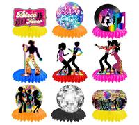 Lot de 9 centres de table disco - Décoration de table - En nid d'abeille - Décoration de table - Thème des années 70, 80, 90 - Décoration de fête disco des années 1970