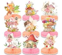 Lot de 9 centres de table sur le thème des contes de fées pour table, décorations de table sur le thème des fées florales, pour anniversaire, fête prénatale (féérique)