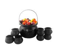 Lot de 9 chaudrons de sorcières avec poignée, chaudron de sorcière noir, chaudron de service pour décoration d'Halloween, lot de 9 chaudrons de service pour Halloween