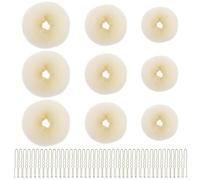 Lot de 9 chignons à donut pour cheveux, beige, 30 barrettes à cheveux dorées en forme de U, accessoires pour chignon, pour enfants, filles et femmes