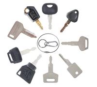Lot de 9 clés d'allumage universelles pour pelleteuse, excavatrice, machine, clé pour pelleteuse, plante, dumper, tracteur, dozer, scooter